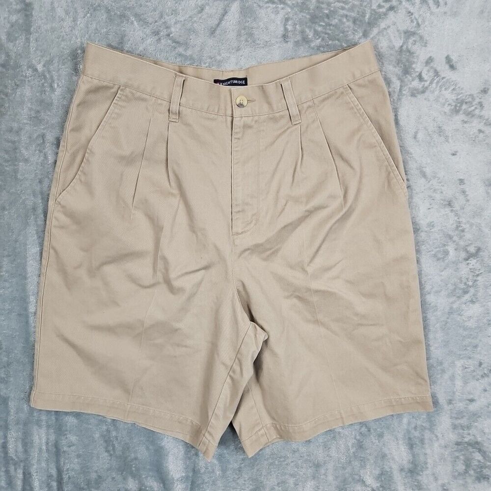 Knightsbridge Men's Shorts 32 Pleated Slash Pocket Classic Khaki